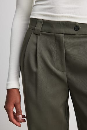 Dark Grey Pantalones de traje de tiro medio con bolsillo