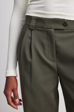 Dark Grey Spodnie do żakietu z ozdobnymi kieszeniami ze średnim stanem