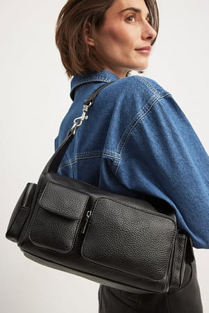 Black Pocket Detail Shoulder Bag