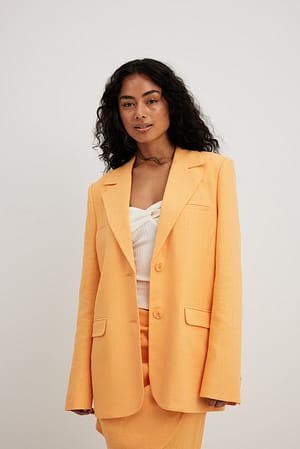 Orange Pocket Detail Straight Blazer