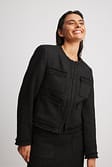 Black Tweed-Jacke mit Taschendetail