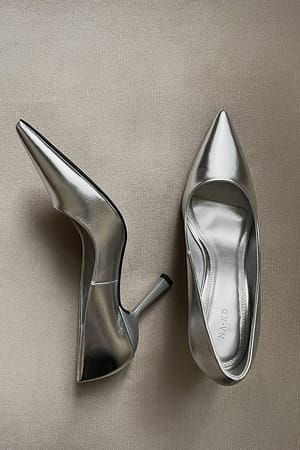 Silver Pointy Pumps