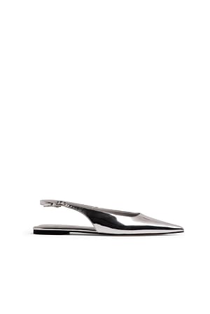Silver Spisse flate sko med slingback