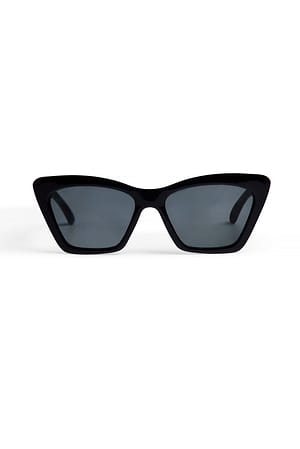 Black Cateye solglasögon med fyrkantig båge