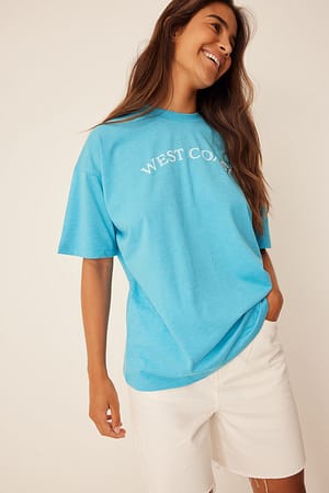 Blue Oversized T-shirt met print