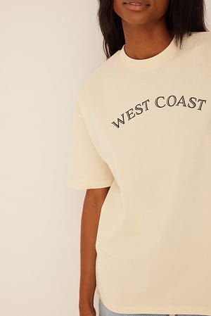 Off White Printed Oversized T-shirt