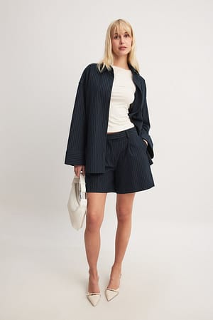 Pinstripe Navy Pinstriped Tailored Shorts
