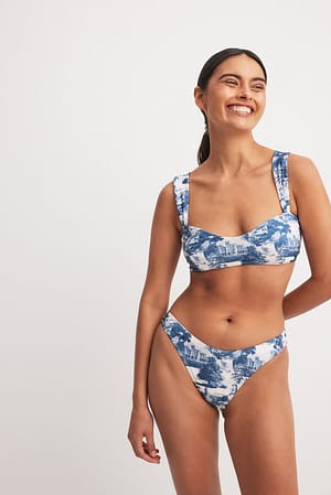Print Bikini-Höschen mit hoher Taille und Print