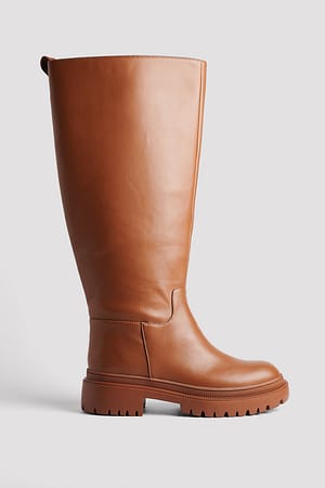 Brown Profile Sole Shaft Boots