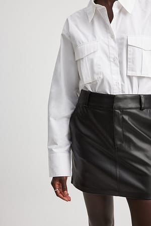 Black Falda mini de PU con cinturilla