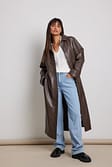 Brown Pu Trench Coat