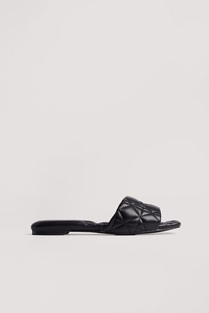 Black Kviltede slippers