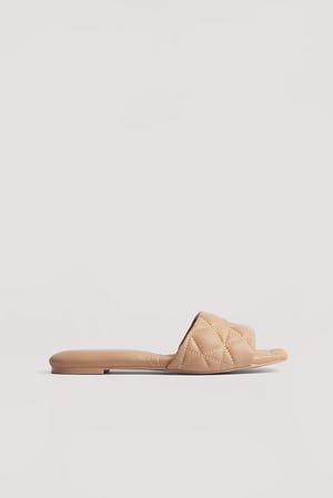 Beige Quilted Slippers