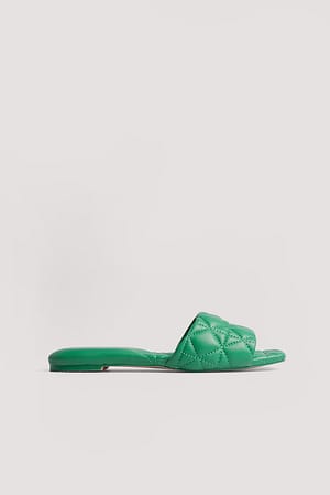Emerald Green Kviltede slippers