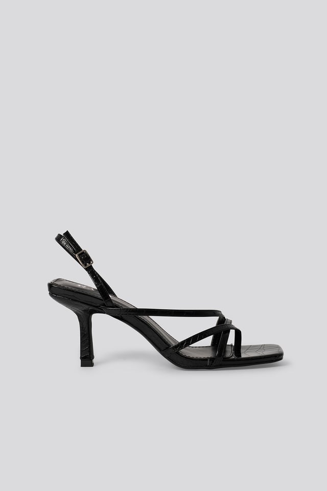 Anina Sandal Black Croc Pu