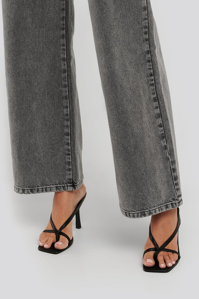 Høyhælte Sandaler Black PU