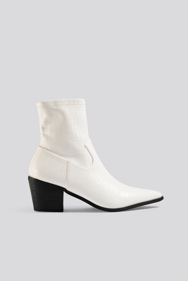 Mira Ankle Boots White Croc PU