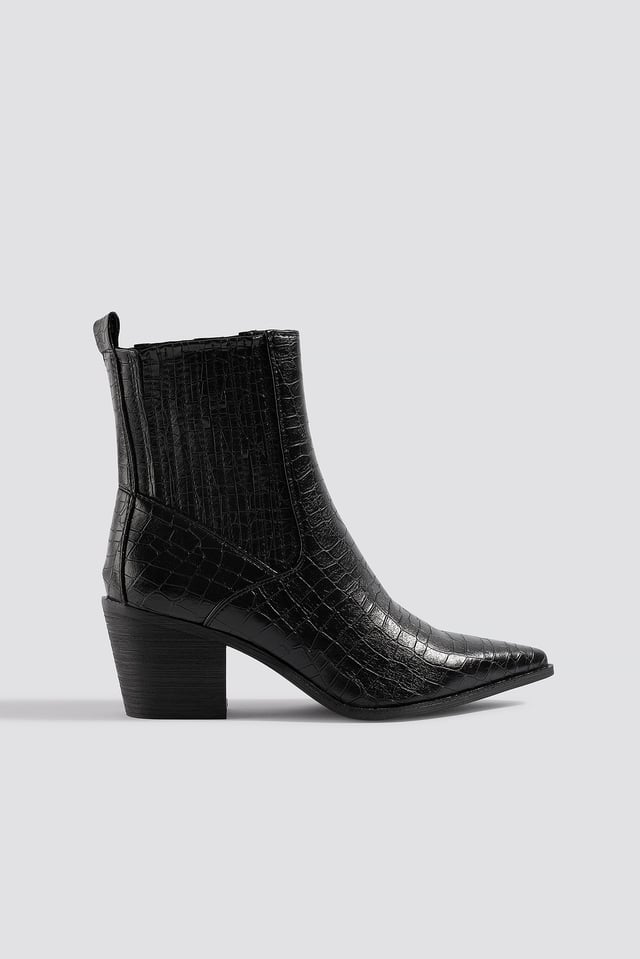Rocco Ankle Boot Black Croc Pu