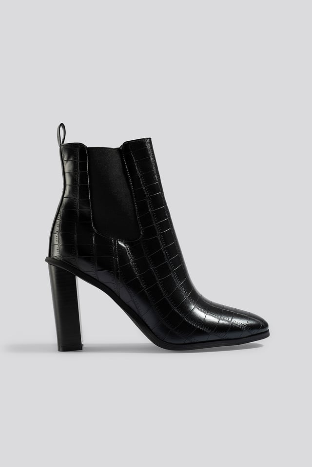 Scarlette Ankle Boots Black Croc Pu
