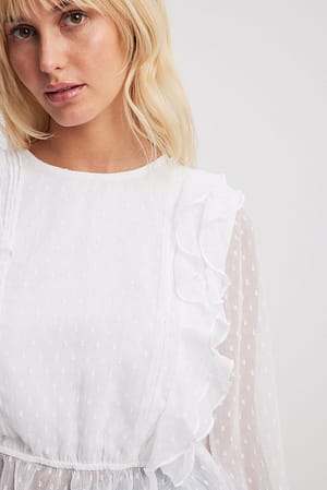 Recycled Dobby Multi Frill Blouse White | NA-KD