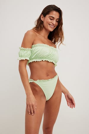 Green Recycled Frill Detail Bikini Panty