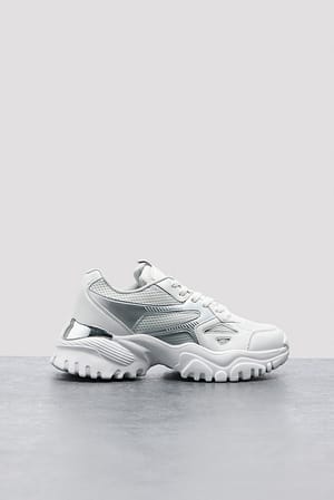 White/Silver Reflective Mesh Trainers
