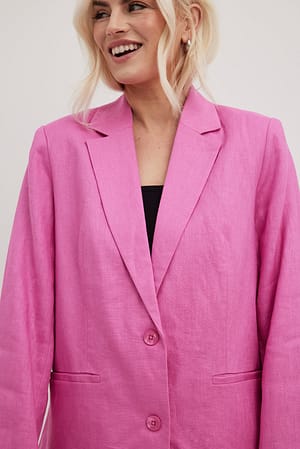 Pink Regular Linen Blazer