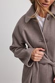 Beige Regular Raglan Sleeve Belted Coat