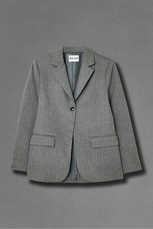Grey Stripe Ensfarvet stribet jakke med en knap