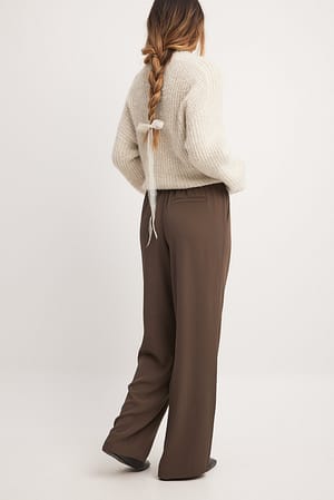 Brown Relaxed Mid Waist Trousers
