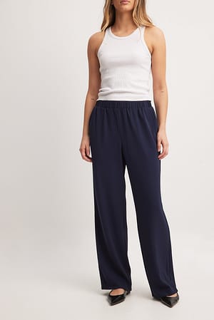 Navy Relaxed Mid Waist Trousers