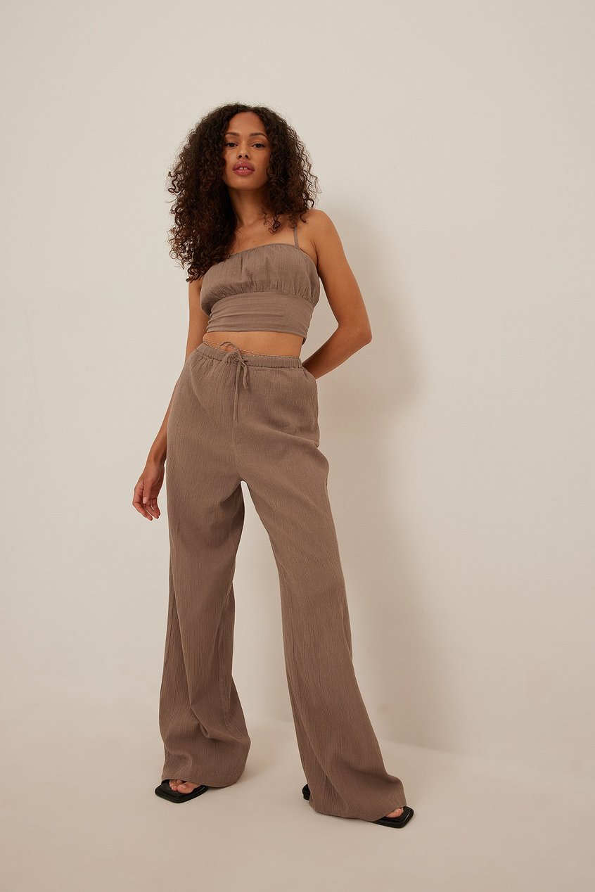 Hosen Hosen mit hoher Taille | Lässige Hose aus weicher Baumwolle - RJ66255