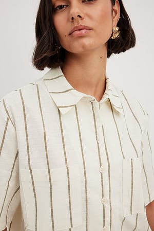 Linen Blend Relaxed Shirt Stripe | NA-KD