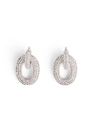 Silver Rhinestone Ring Earrings