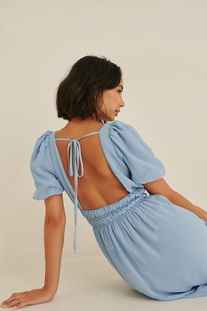 Blue Open Back Maxi Dress