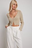 Gold Rib Knitted Cropped Glitter Cardigan