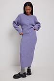 Purple Rib Knitted Midi Skirt