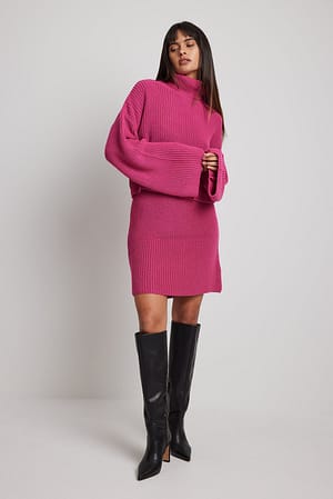 Pink Rib Knitted Mini Skirt
