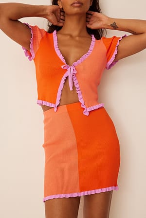 Orange/Pink Mini mininederdel