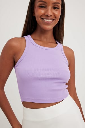 Cropped Ribbed Tight Singlet White
