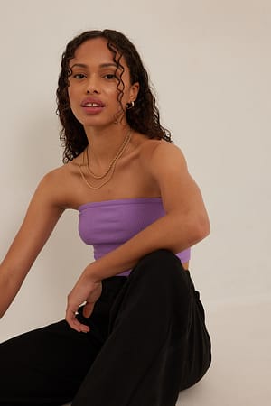 Lilac Ribbed Cropped Tube Top