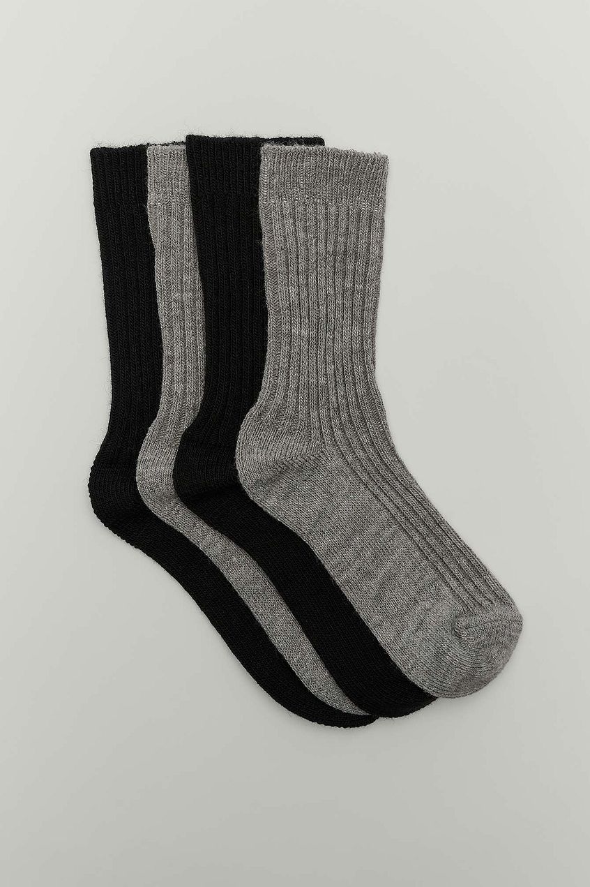 na-kd.com | Rib cereal socks in wool mix in 2-pack