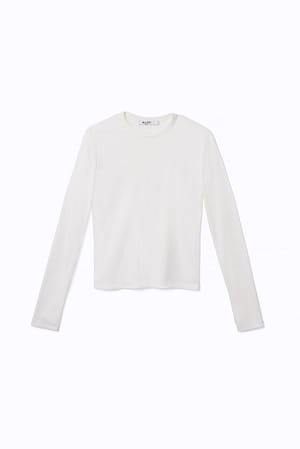 Offwhite Ribbed Long Sleeved Round Neck Top