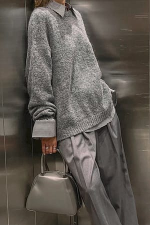 Grey Rigid Crossbody Bag