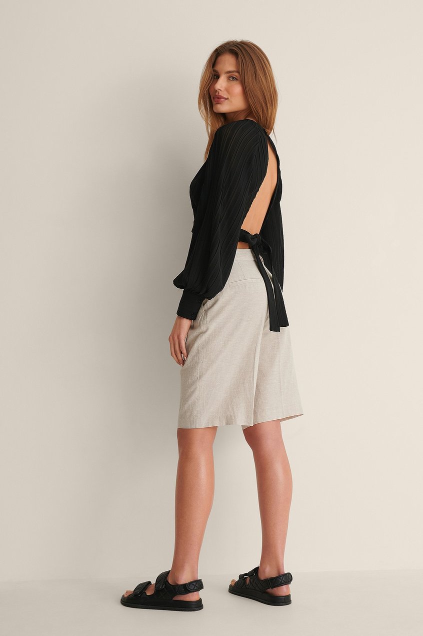 Silvester Kleidung Blusen | Plissierte Bluse mit offenem Rücken - AF91283