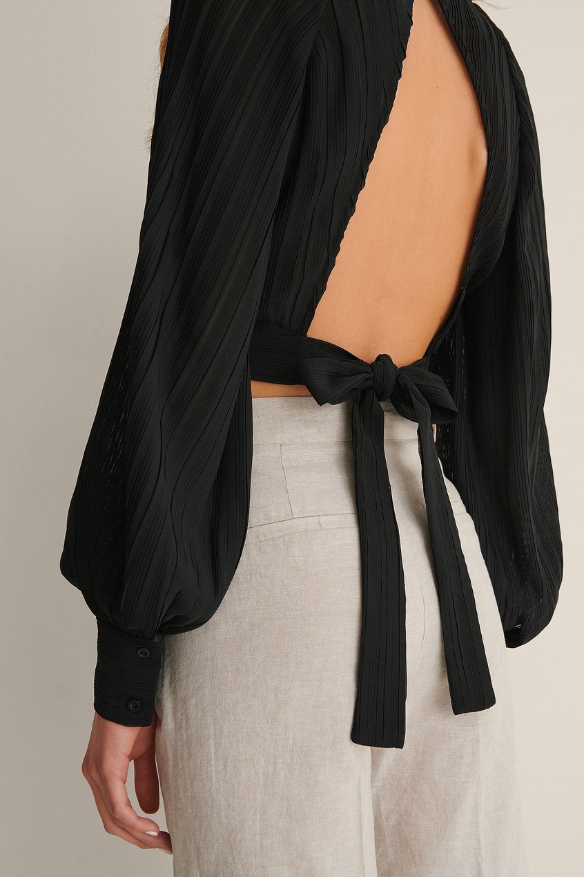 Silvester Kleidung Blusen | Plissierte Bluse mit offenem Rücken - AF91283