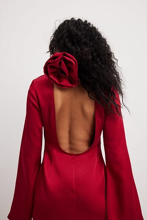 Red Rose Details Flowy Mini Dress