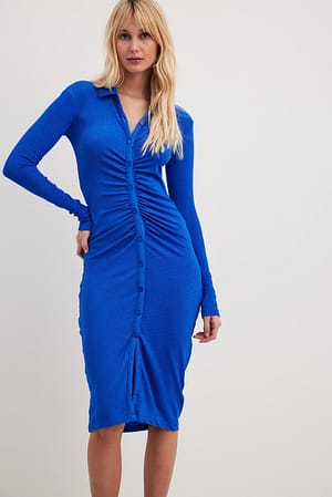Blue Midi-jurk met knopendetails
