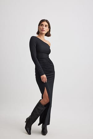 Black Rouched Maxi Dress