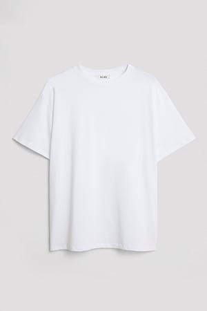 White NA-KD Basic Round Neck Cotton T-Shirt